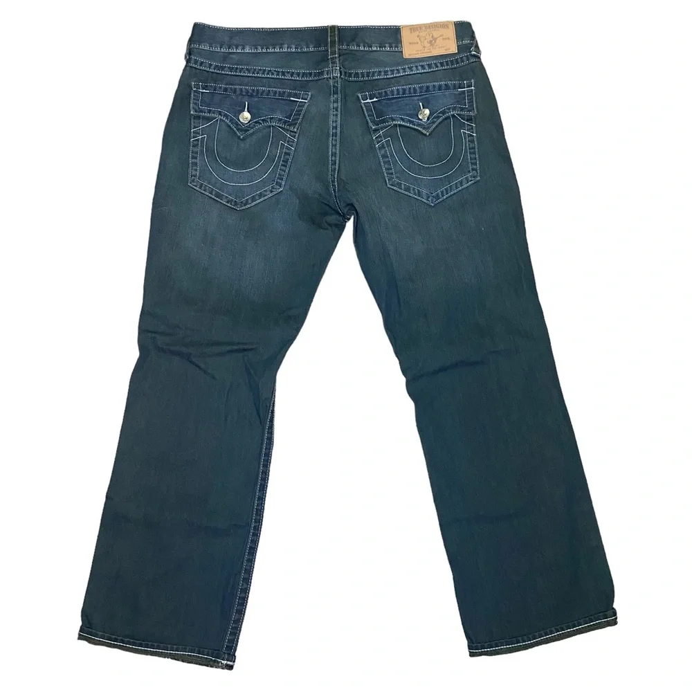 True Religion Straight Leg Pocket Flap Big T Denim Jeans Mens 38 38x30
